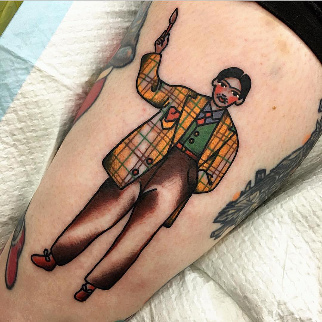 Vibrant Frida Kahlo Character Tattoo