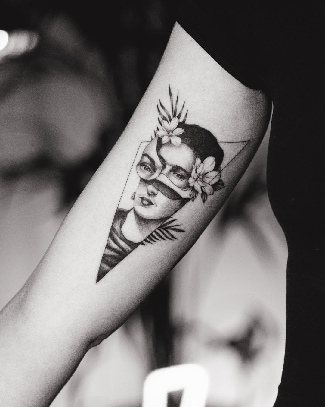 Stunning Frida Kahlo Tattoo with Floral Elements