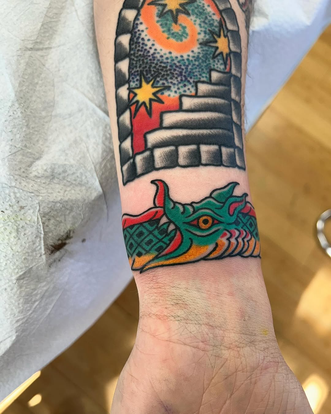 Vibrant dragon ouroboros tattoo design inspiration