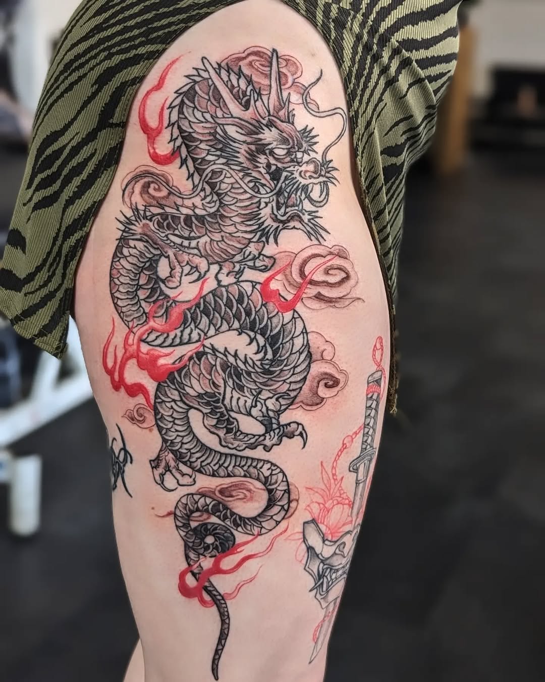Stunning dragon tattoo showcasing fierce details