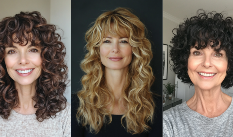23 Stunning Curly Hairstyles for Women Over 50 With Bangs