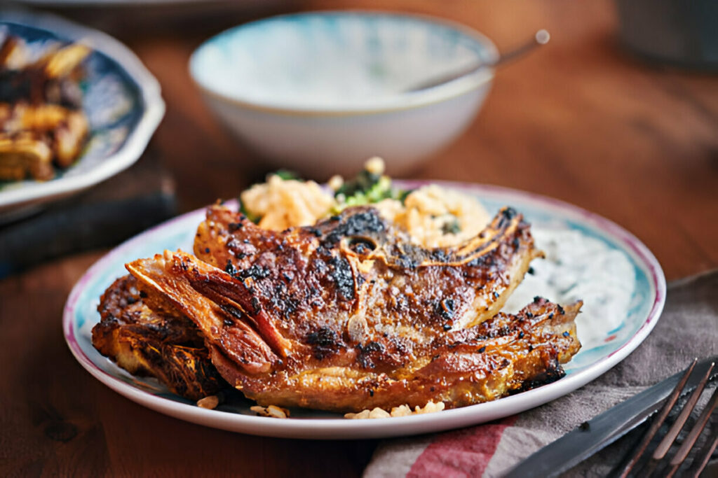 Lamb Chops with Bulgur and Broccoli Recipe